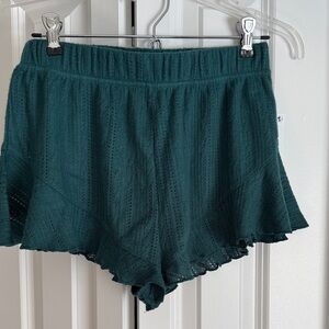 NWT-Urban Outfitters Teal Eyelet Ruffle Hem Shorts